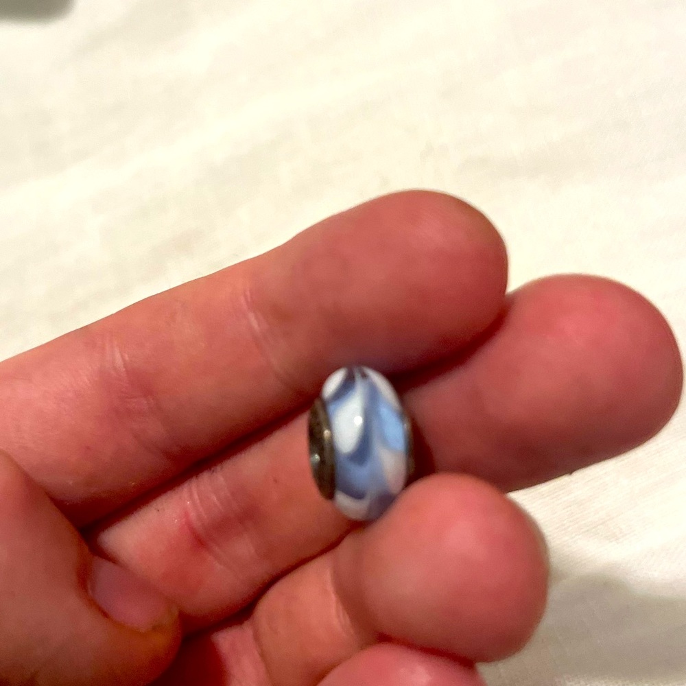 Periwinkle and white Murano Glass Pandora Charm